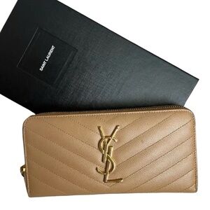 Saint Laurent Camel Quilted Wallet